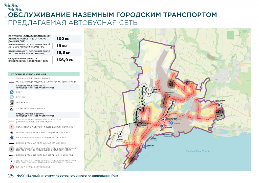 Предлагаемая городская сеть автобусов Мариуполь до 2030 года